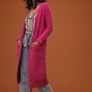 Anthropologie Pilcro Pink Classic Longline Cardigan, Size XS
